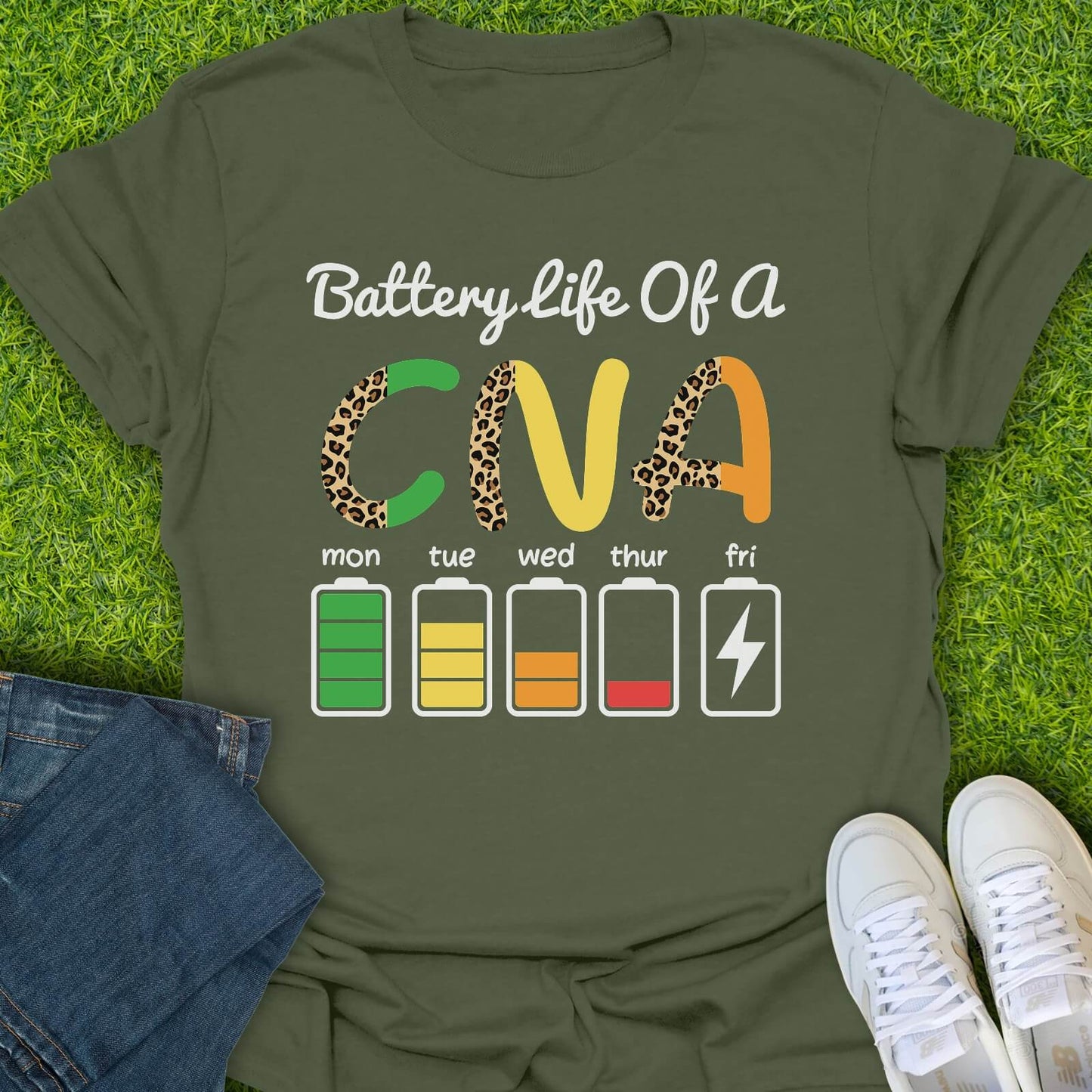 T-Shirt Military Green / S Battery Life Of A CNA Tee