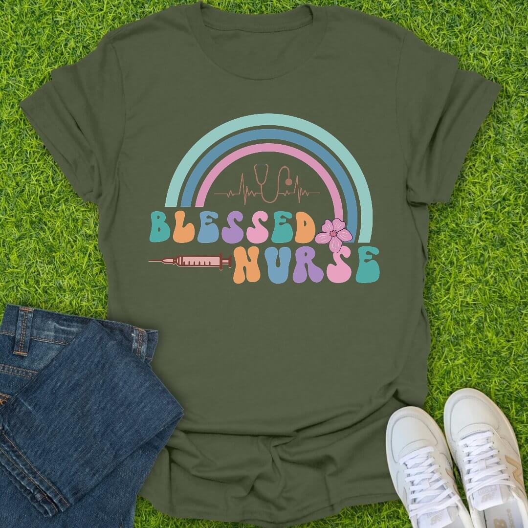 T-Shirt Military Green / S Blessed Nurse Energy Tee