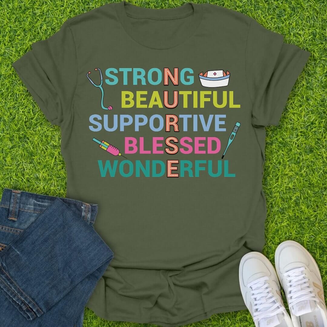 T-Shirt Military Green / S Bold Nurse Traits Tee