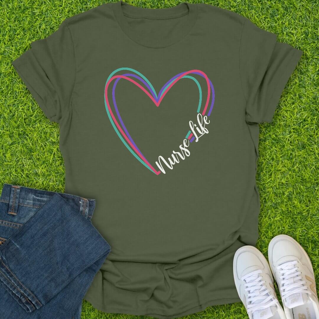 T-Shirt Military Green / S Colorful Nurse Life Tee