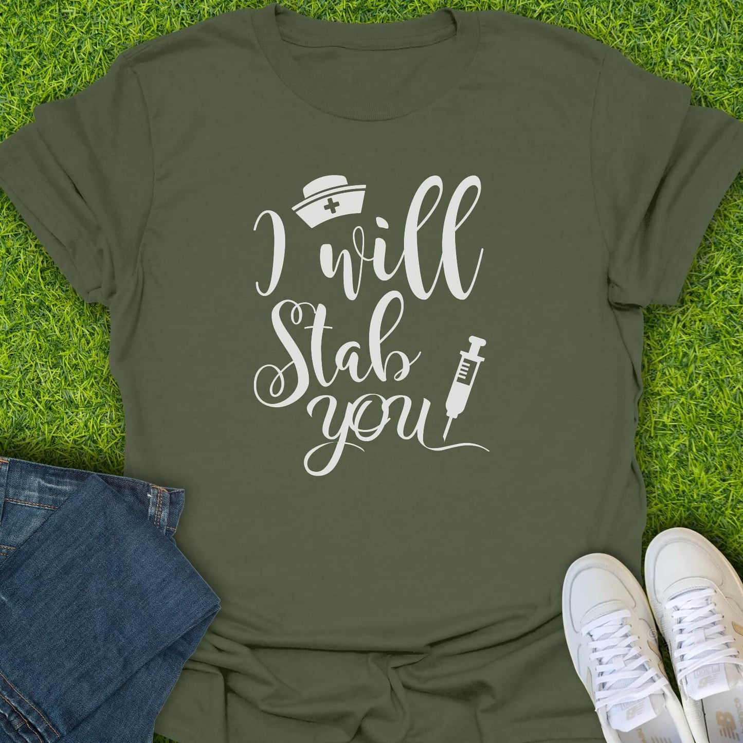 T-Shirt Military Green / S I Will Stab You Tee