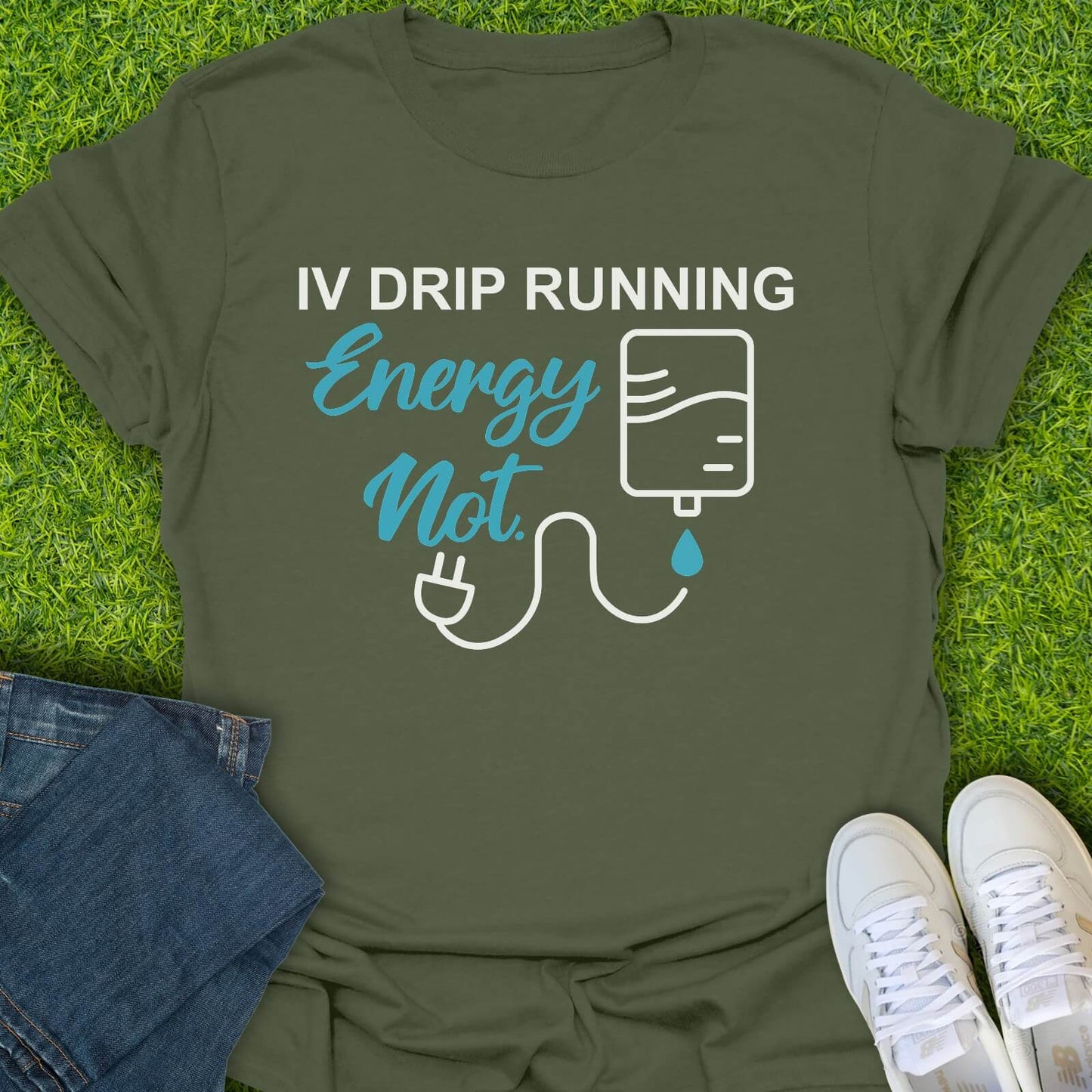 T-Shirt Military Green / S IV Drip Running, Energy Not Tee