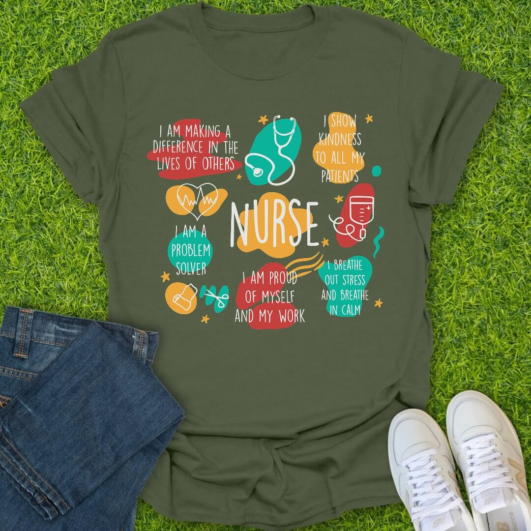 T-Shirt Military Green / S Nurse Affirmations Tee