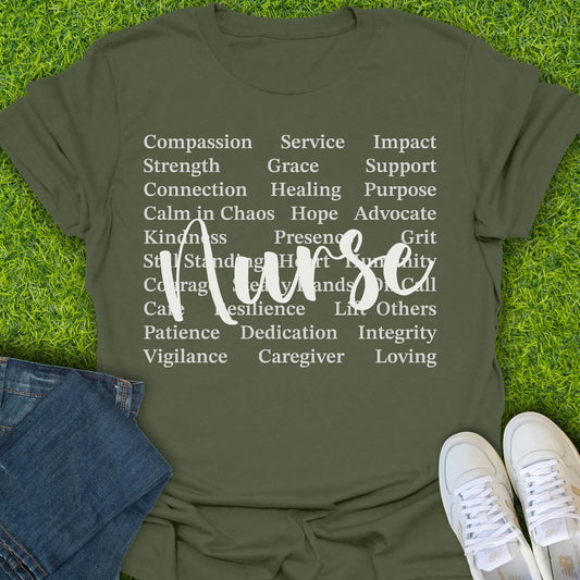 T-Shirt Military Green / S Nurse Words Tee
