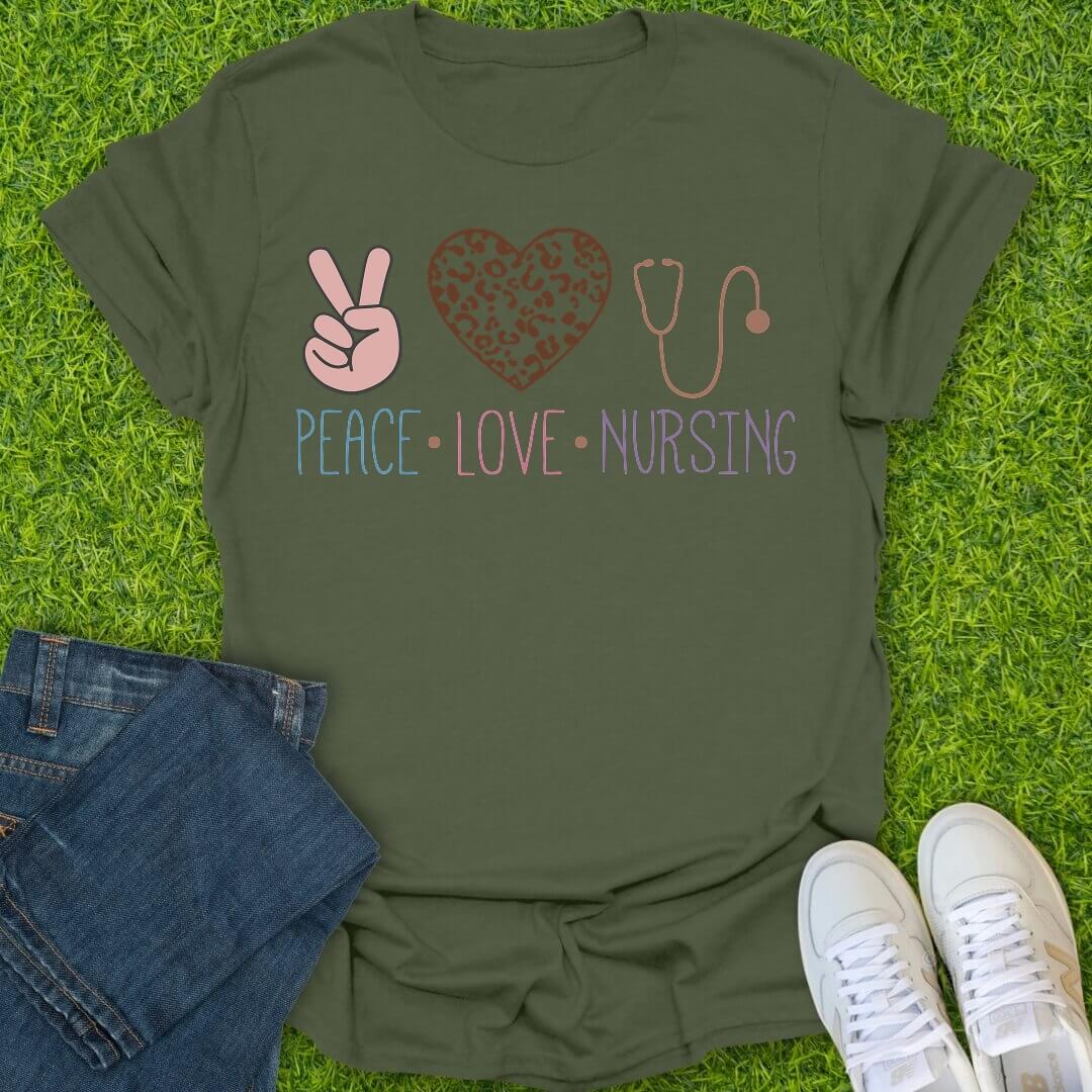 T-Shirt Military Green / S Peace Love Nursing Tee