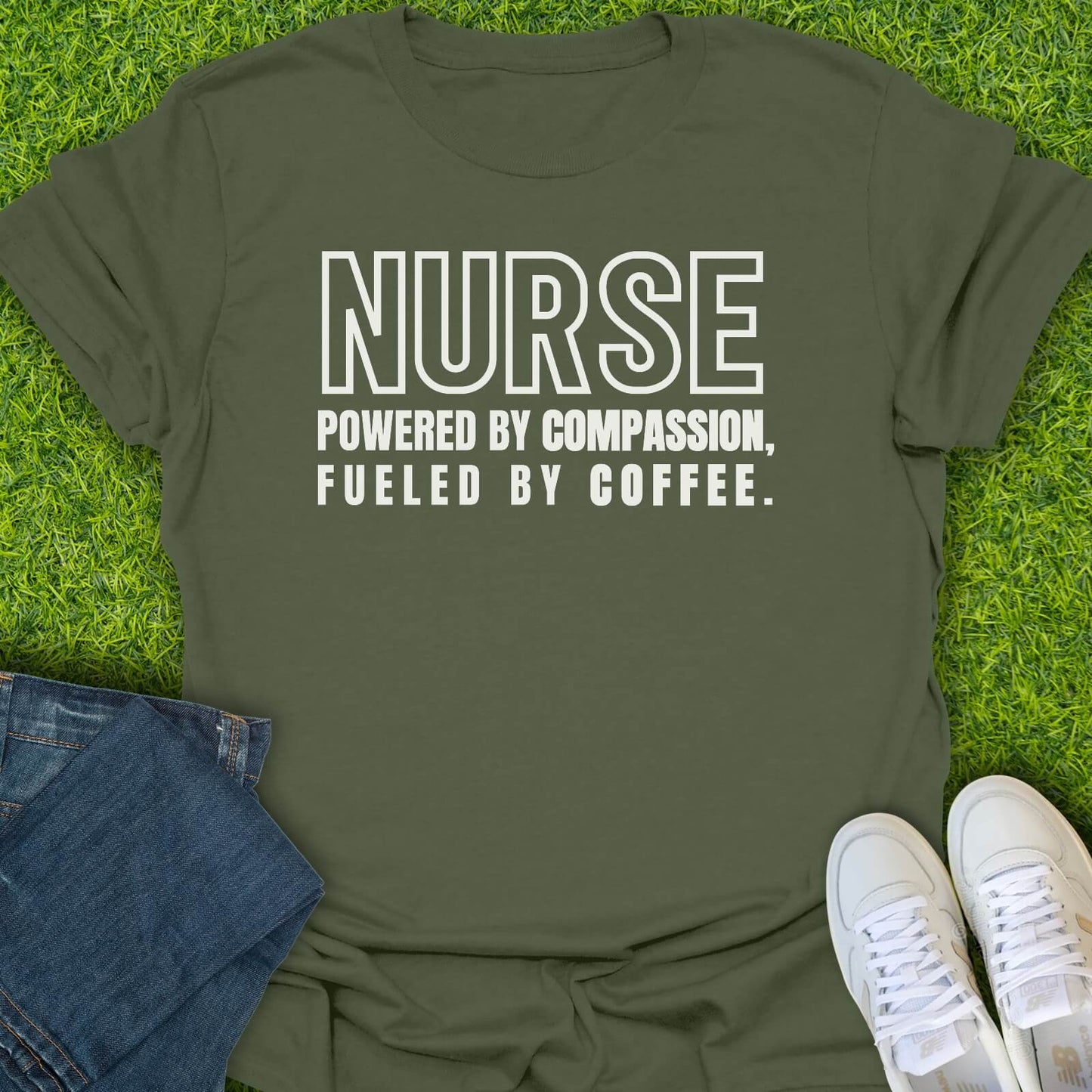 T-Shirt Military Green / S Powered by Compassion Tee