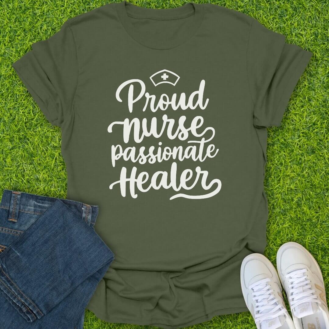 T-Shirt Military Green / S Proud Nurse Tee