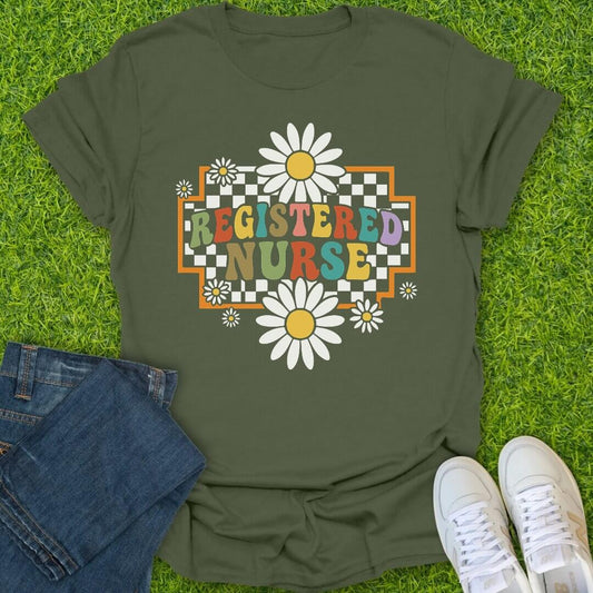 T-Shirt Military Green / S Retro Registered Nurse Tee