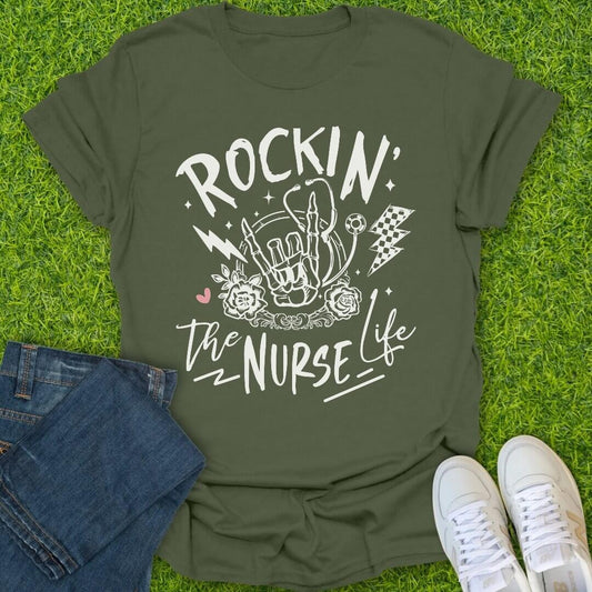 T-Shirt Military Green / S Rockin The Nurse Life Tee