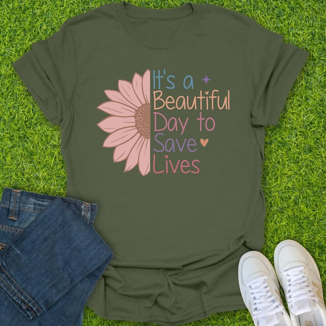 T-Shirt Military Green / S Sunshine & Stethoscope Tee