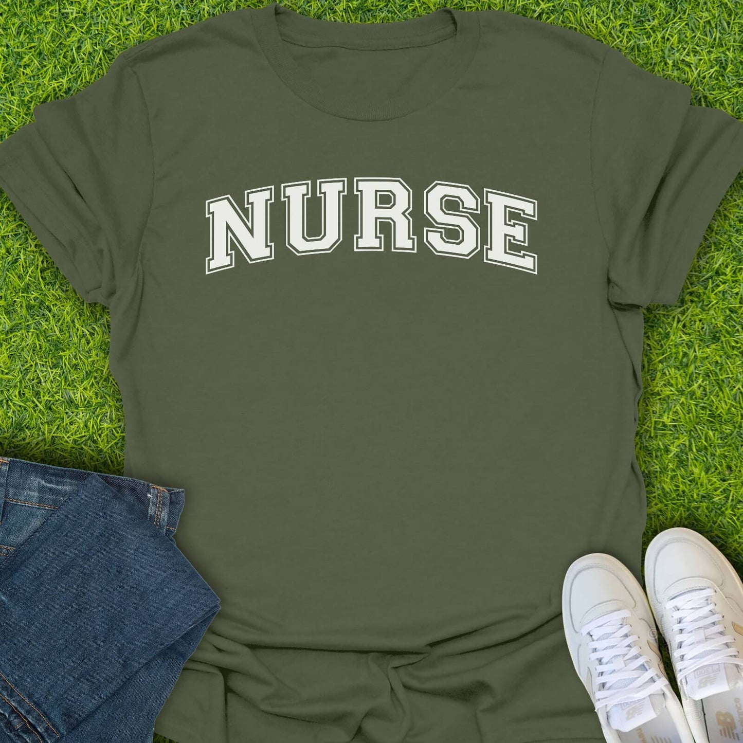 T-Shirt Military Green / S Varsity Nurse Tee