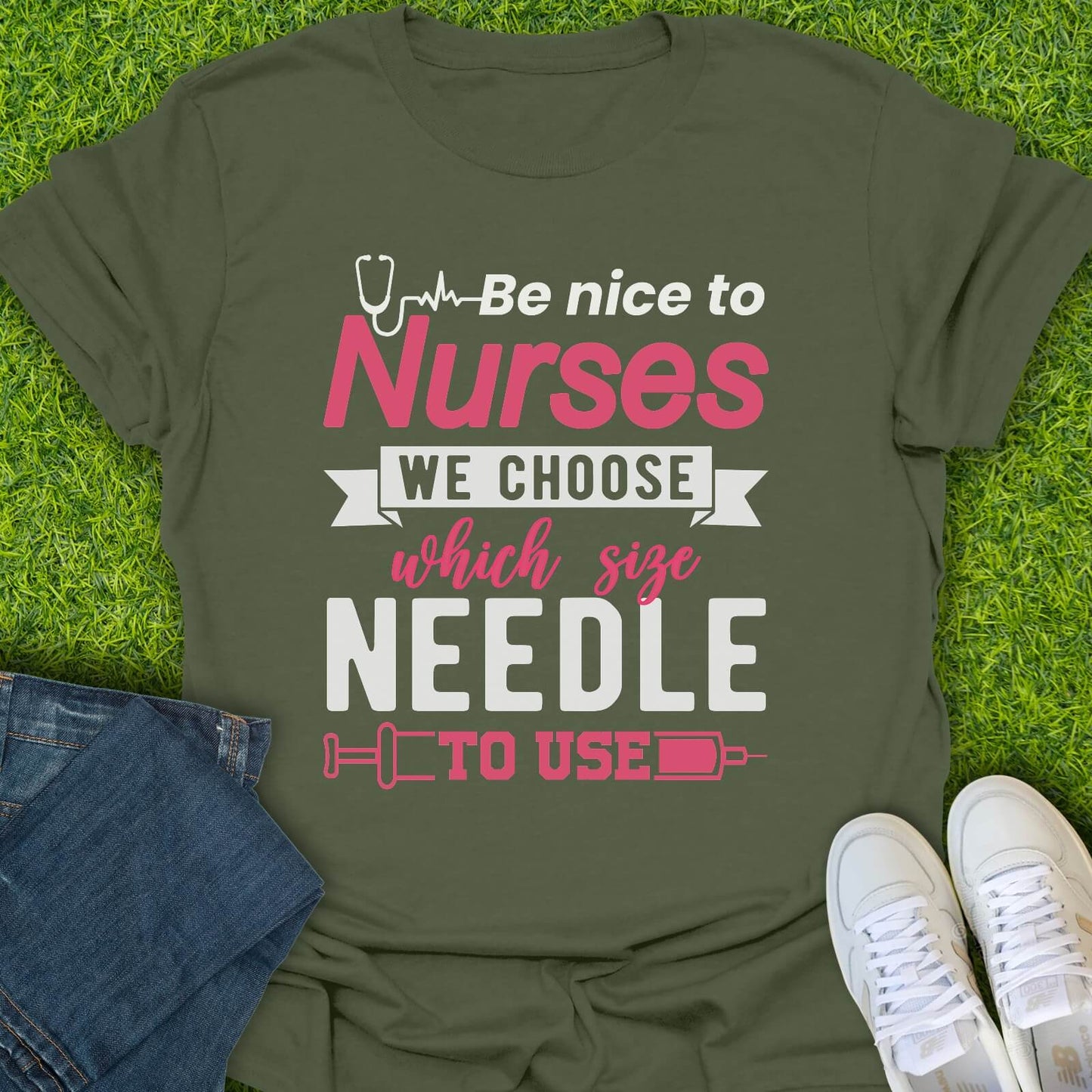 T-Shirt Military Green / S Which Size Needle Tee