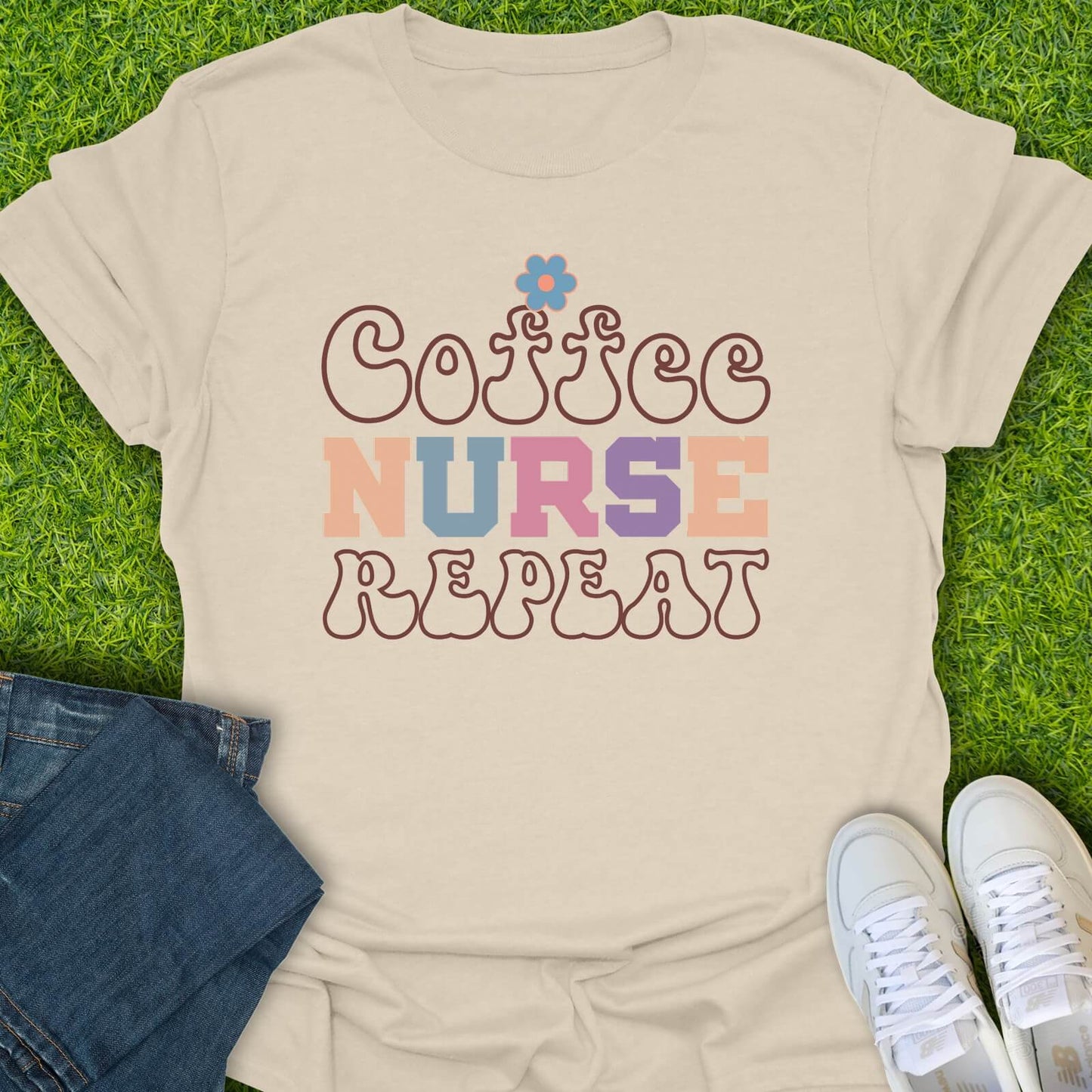 T-Shirt Natural / S Coffee Nurse Repeat Tee