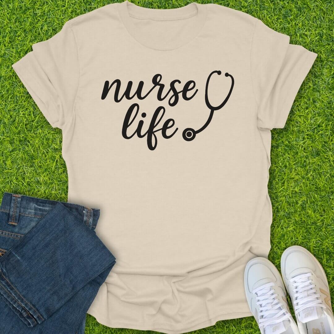 T-Shirt Natural / S Nurse Life Script Tee