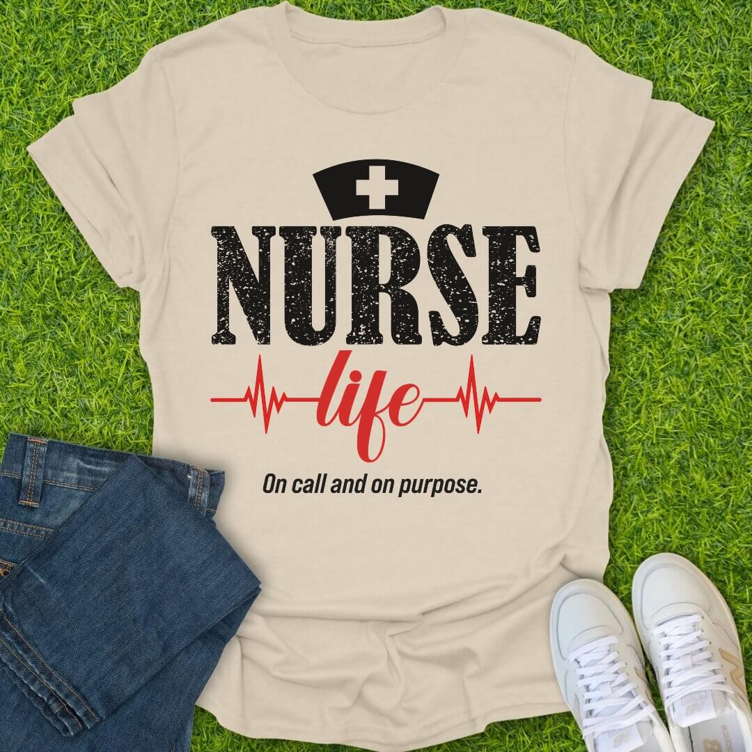 T-Shirt Natural / S Nurse Life With Hearbeat Tee