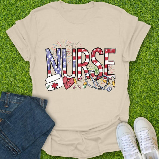 T-Shirt Natural / S Red White & Scrubs Tee