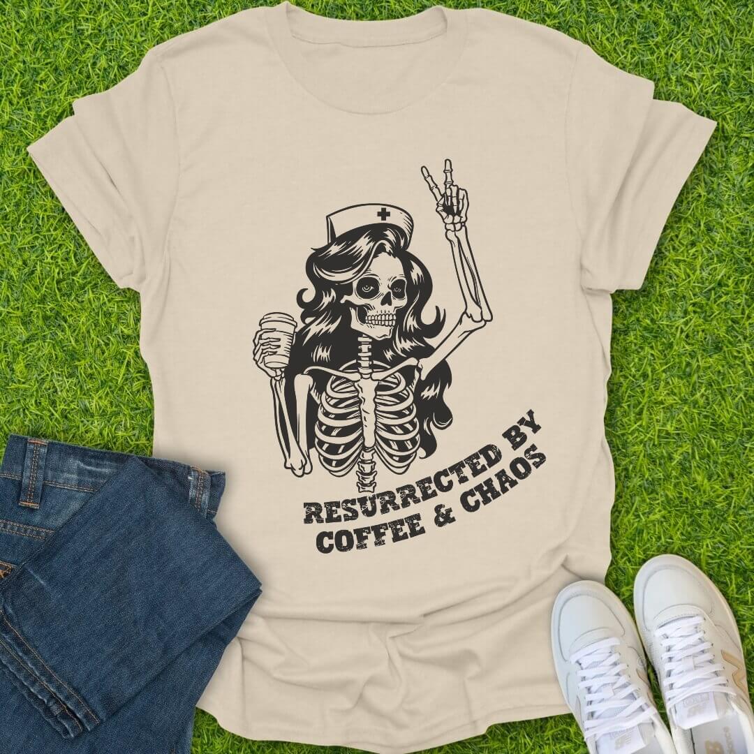 T-Shirt Natural / S Resurrected By Coffee & Chaos Tee