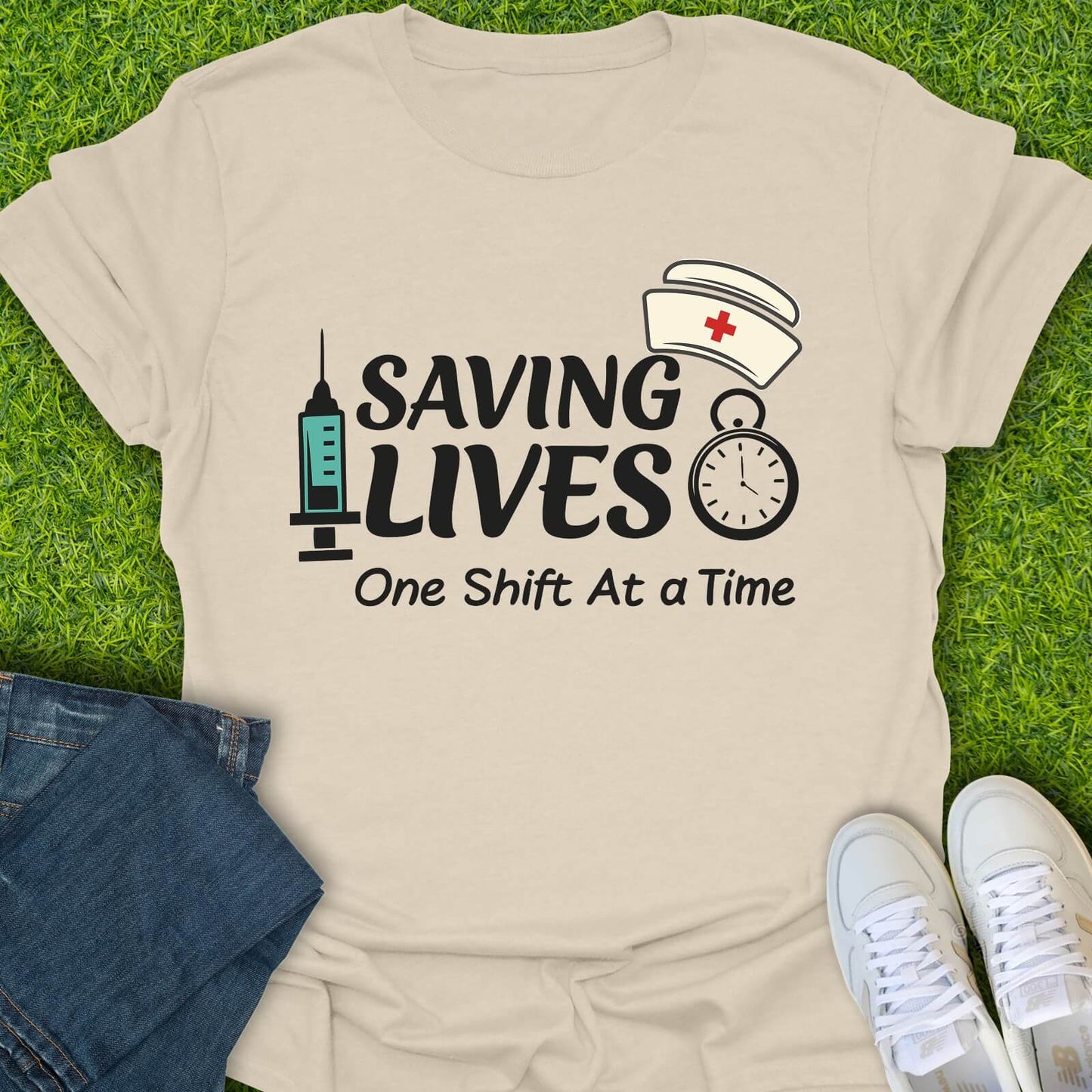 T-Shirt Natural / S Saving Lives One Shift At A Time Tee