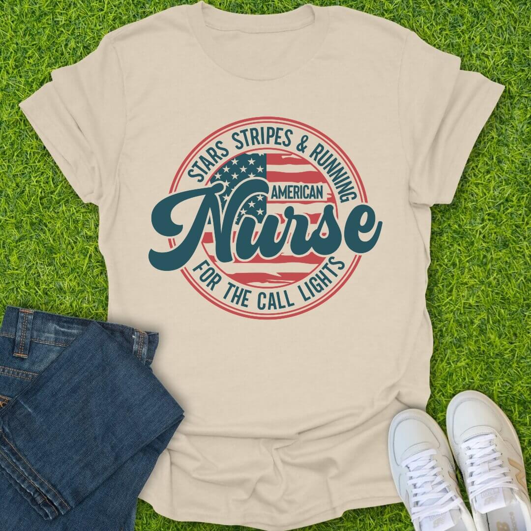 T-Shirt Natural / S Stars Stripes & Call Lights Tee