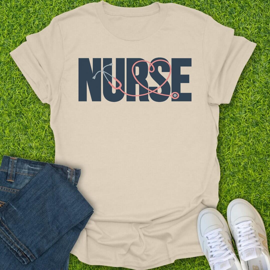T-Shirt Natural / S Stethoscope Heart Nurse Tee