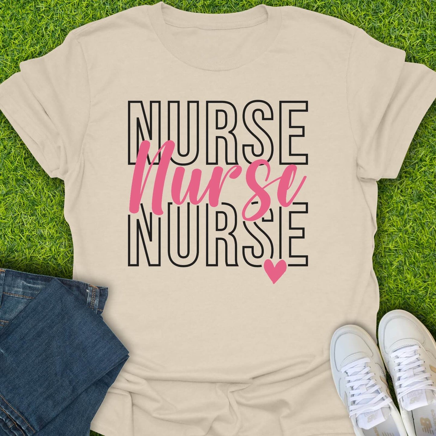 T-Shirt Natural / S Triple Nurse Heart Tee