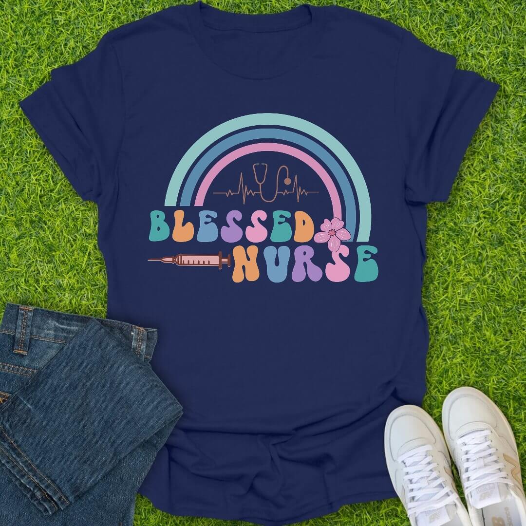 T-Shirt Navy / S Blessed Nurse Energy Tee