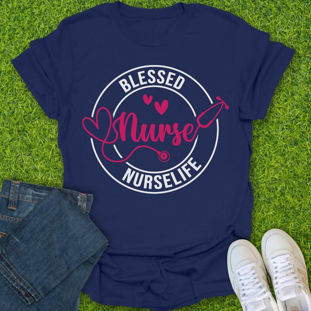 T-Shirt Navy / S Blessed Nurse Life Tee
