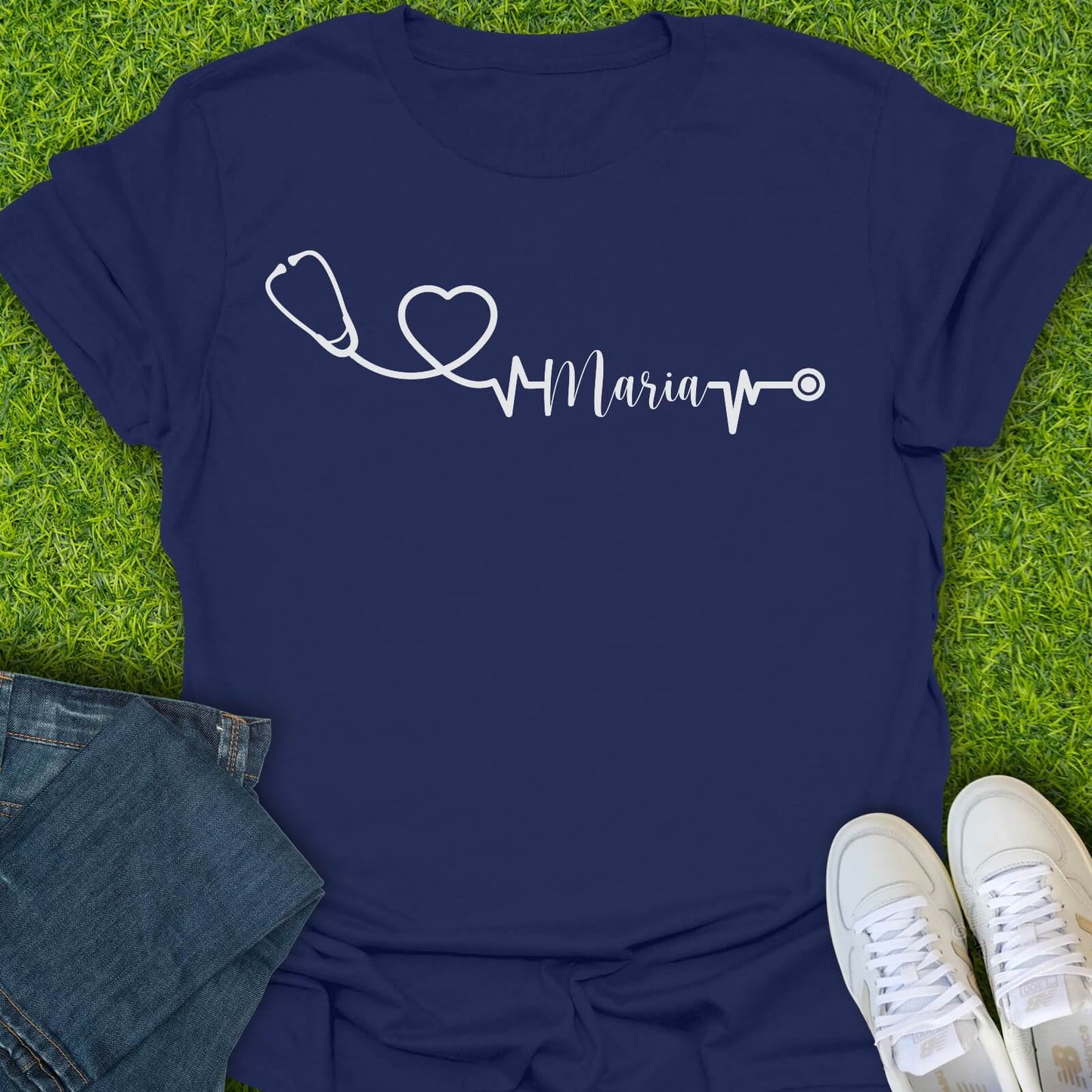 T-Shirt Navy / S Custom Stethoscope Tee