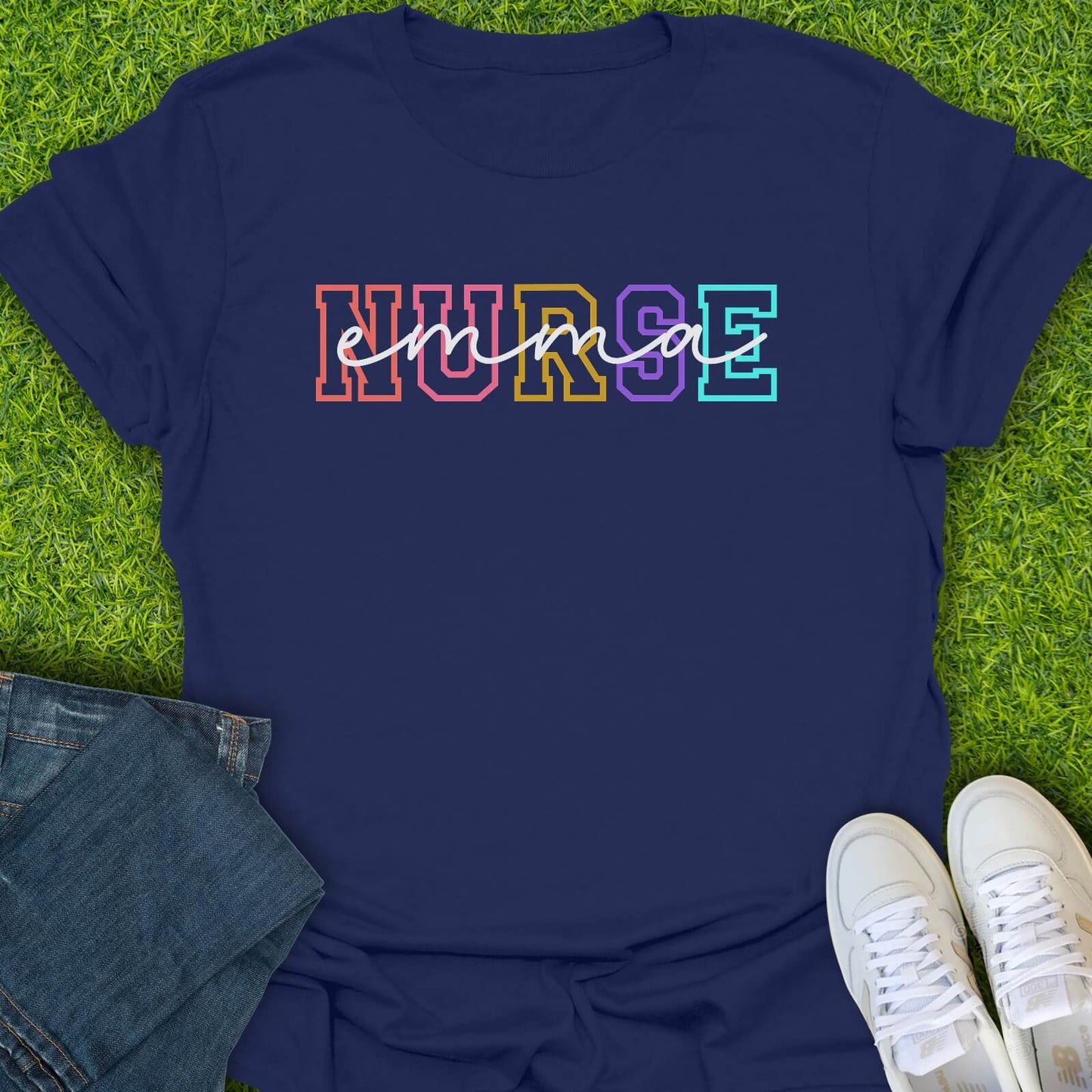 T-Shirt Navy / S Custom Varsity Nurse Tee