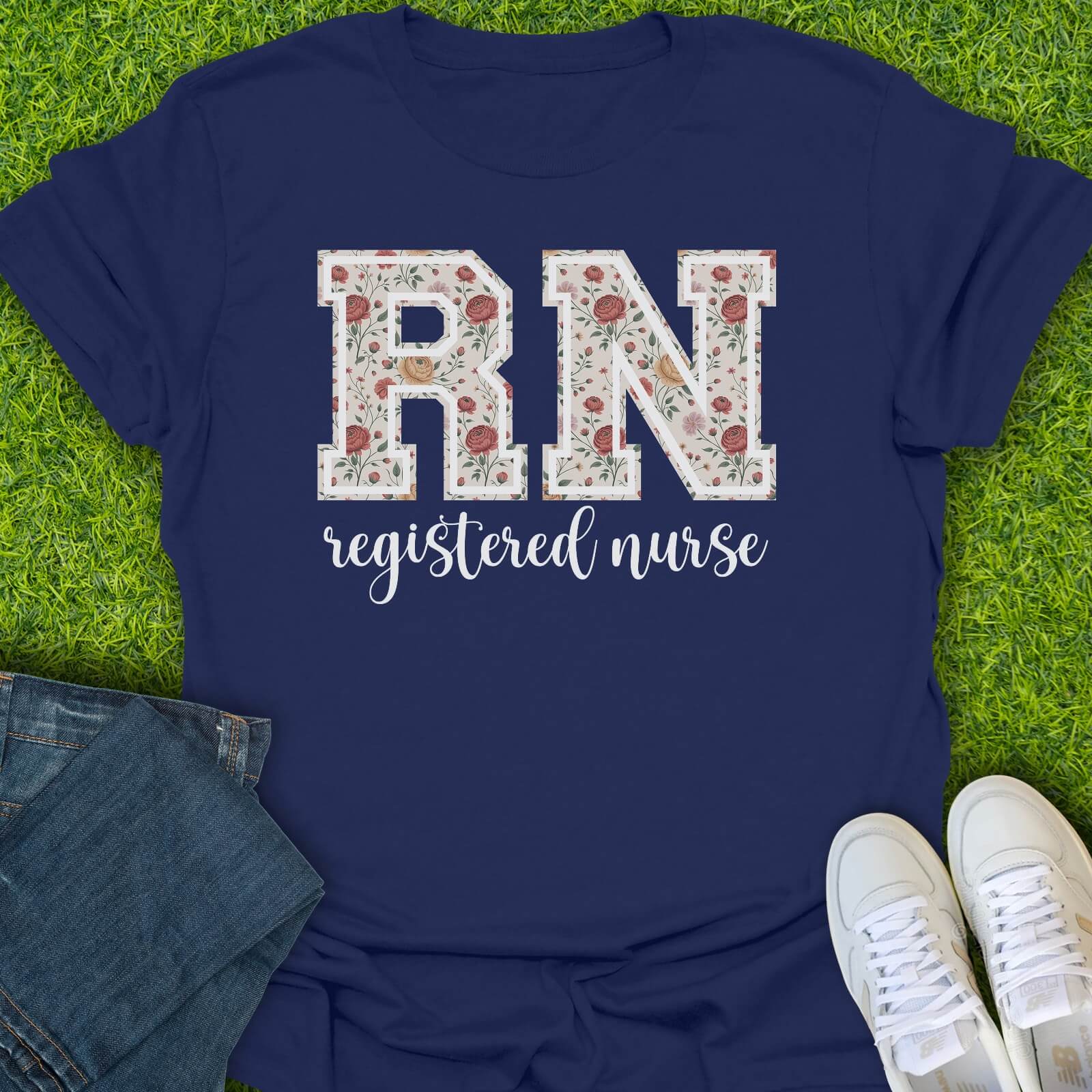 T-Shirt Navy / S Floral RN Tee