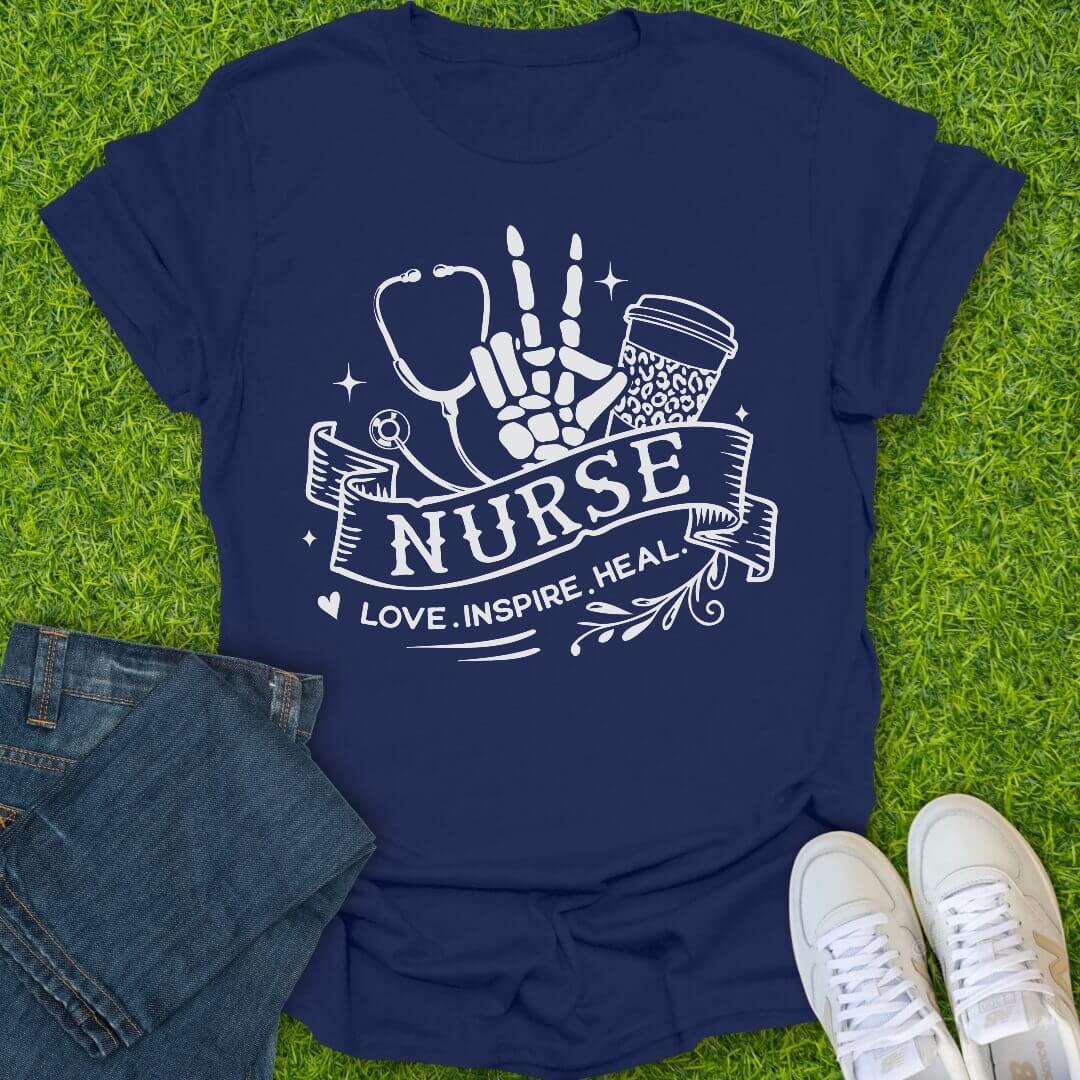 T-Shirt Navy / S Love Inspire Heal Tee