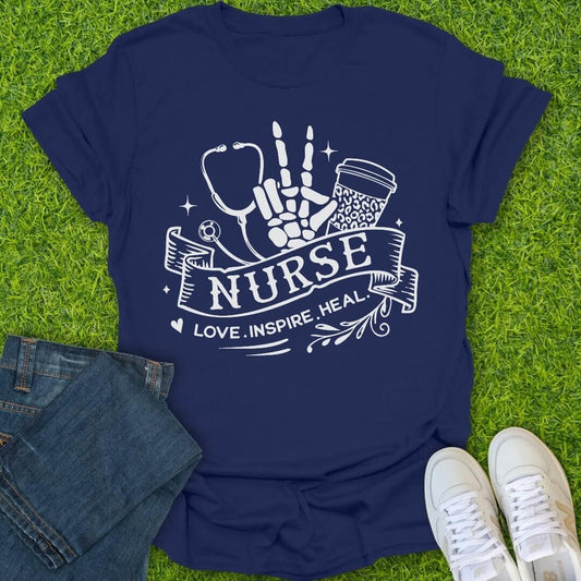 T-Shirt Navy / S Love Inspire Heal Tee