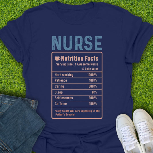 T-Shirt Navy / S Nurse Nutrition Facts Tee