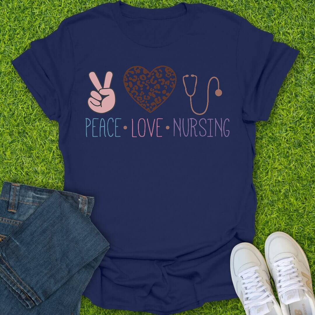 T-Shirt Navy / S Peace Love Nursing Tee