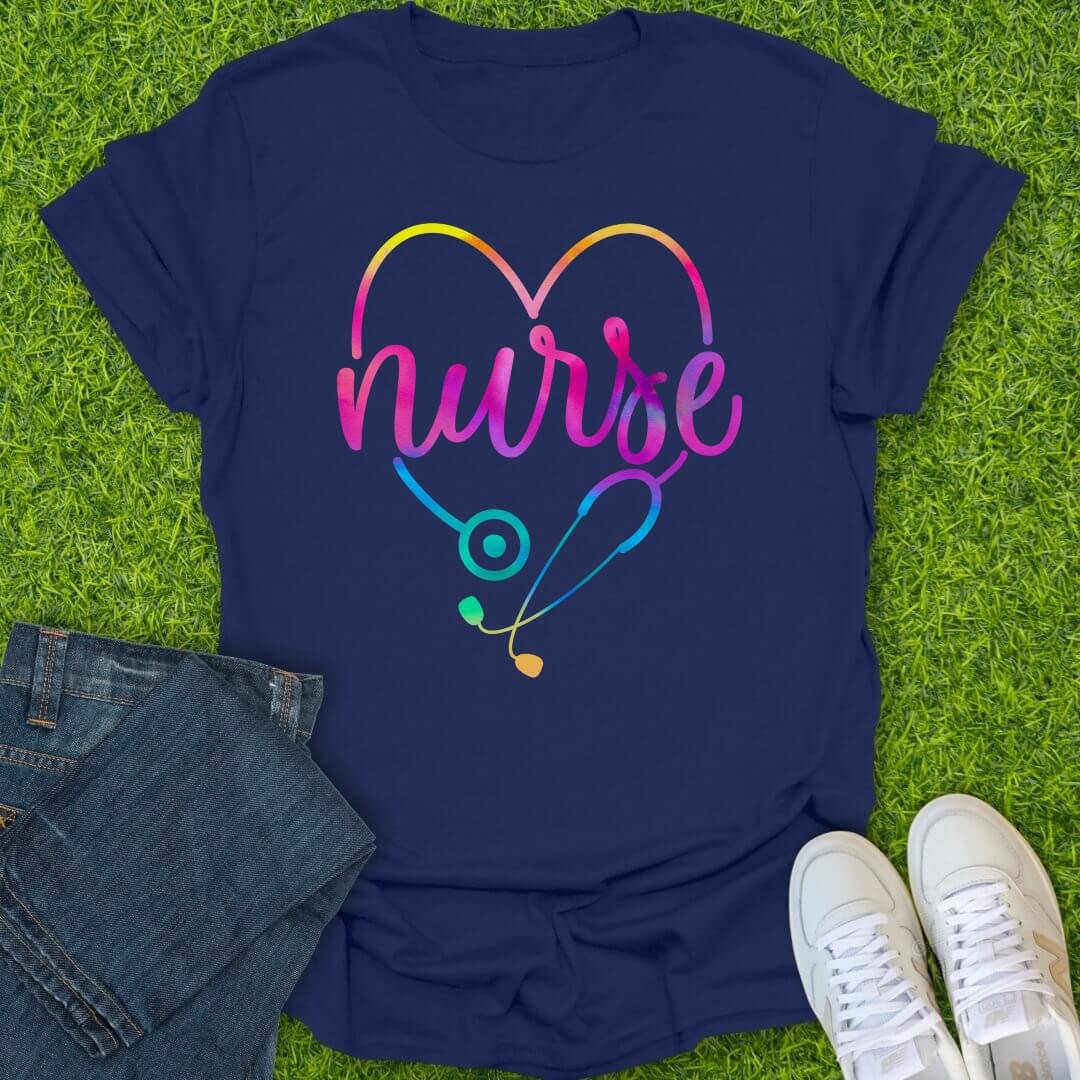 T-Shirt Navy / S Rainbow Nurse Tee