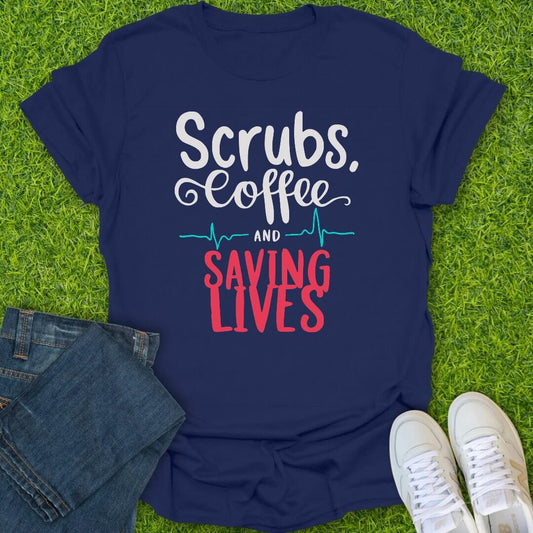 T-Shirt Navy / S Scrubs Coffee & Hero Work Tee