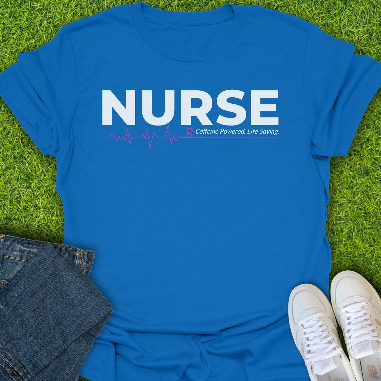 T-Shirt Royal / S Caffeine Powered Life Saving Tee