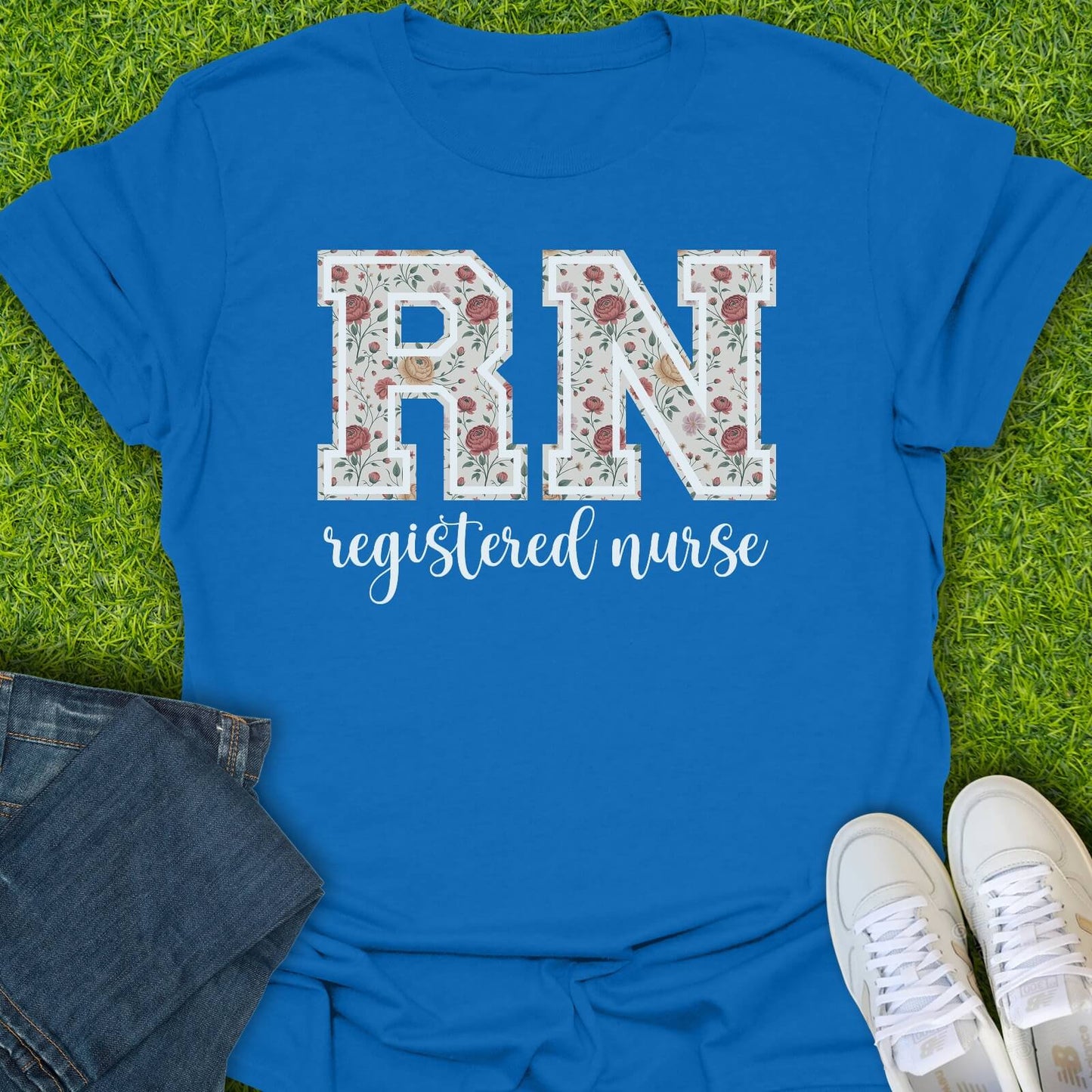 T-Shirt Royal / S Floral RN Tee