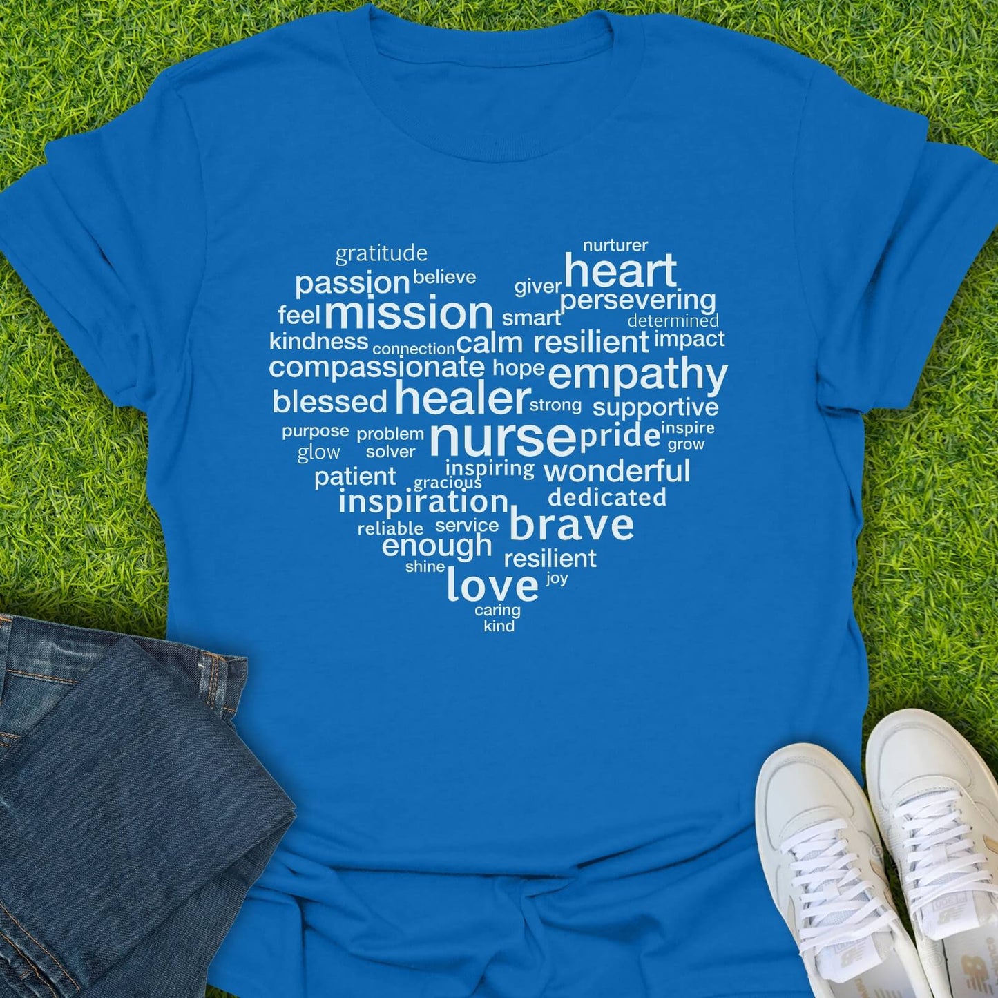 T-Shirt Royal / S Heart Of A Nurse Words Tee