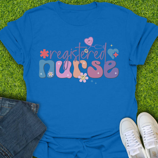 T-Shirt Royal / S Registered Nurse Cute Retro Tee