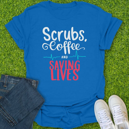 T-Shirt Royal / S Scrubs Coffee & Hero Work Tee