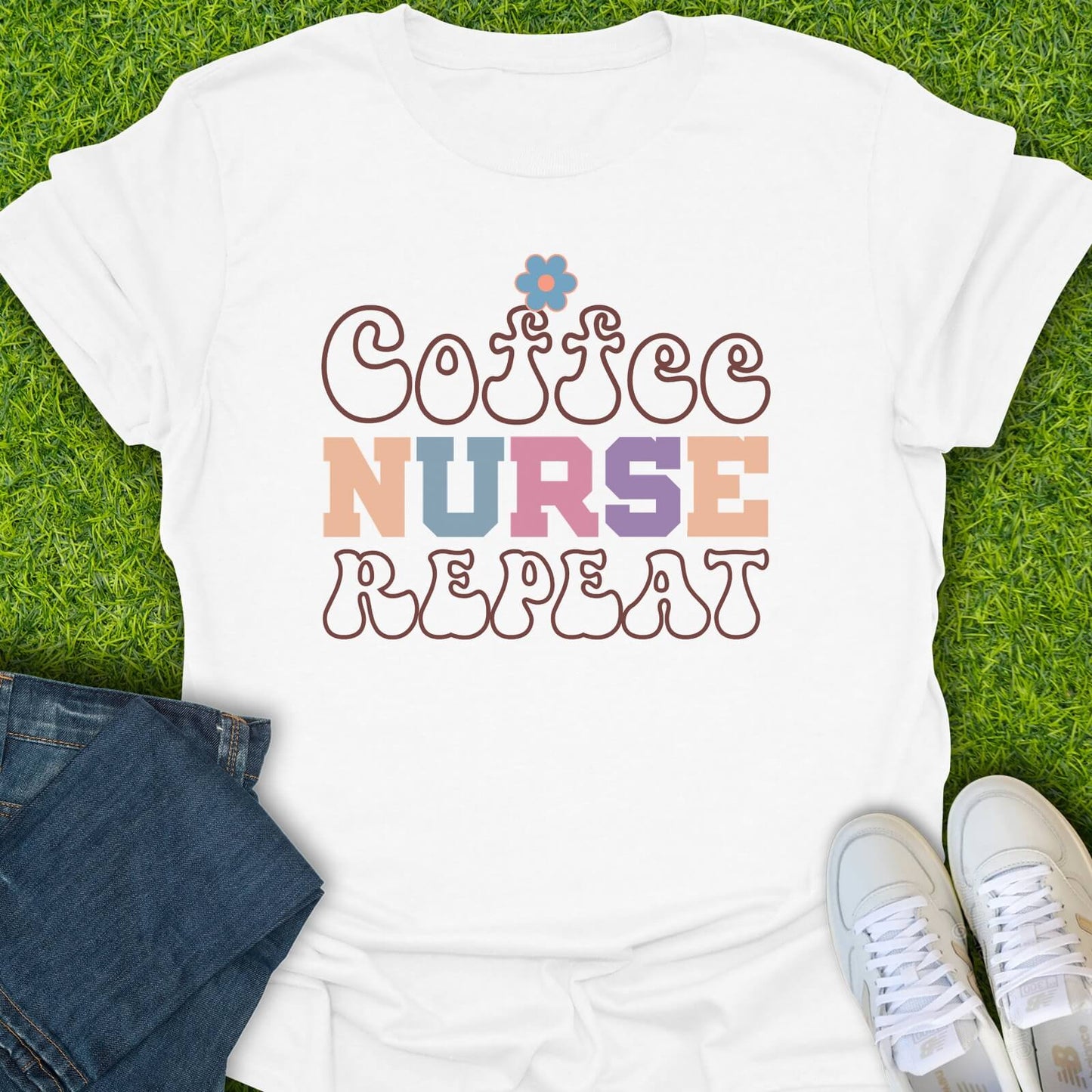 T-Shirt White / S Coffee Nurse Repeat Tee