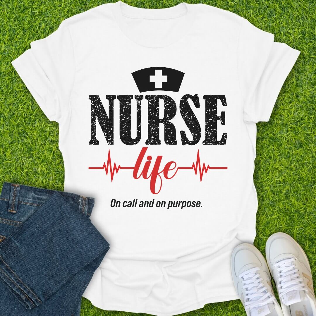 T-Shirt White / S Nurse Life With Hearbeat Tee