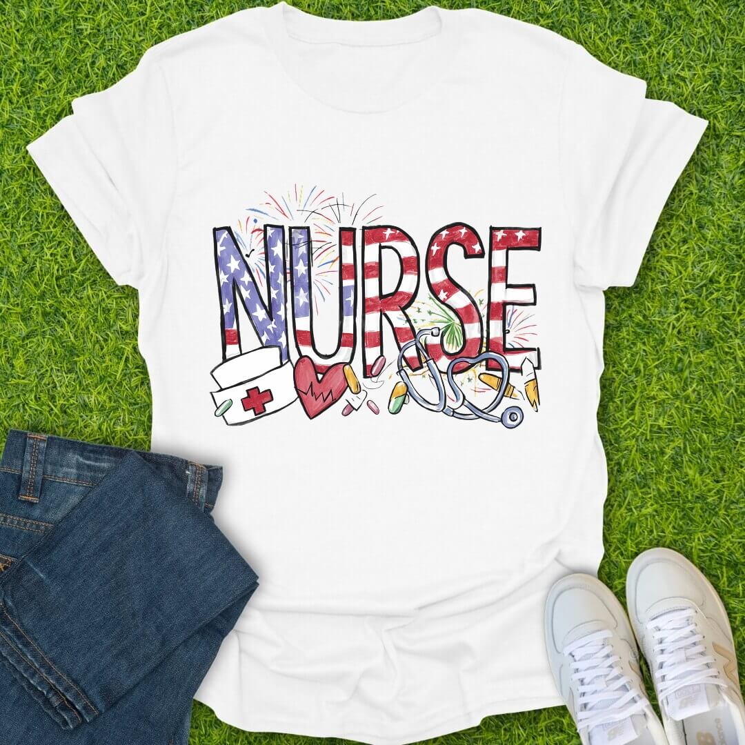 T-Shirt White / S Red White & Scrubs Tee