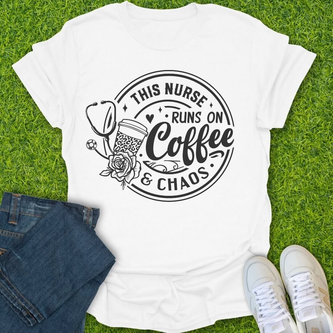 T-Shirt White / S Runs On Coffee & Chaos Tee