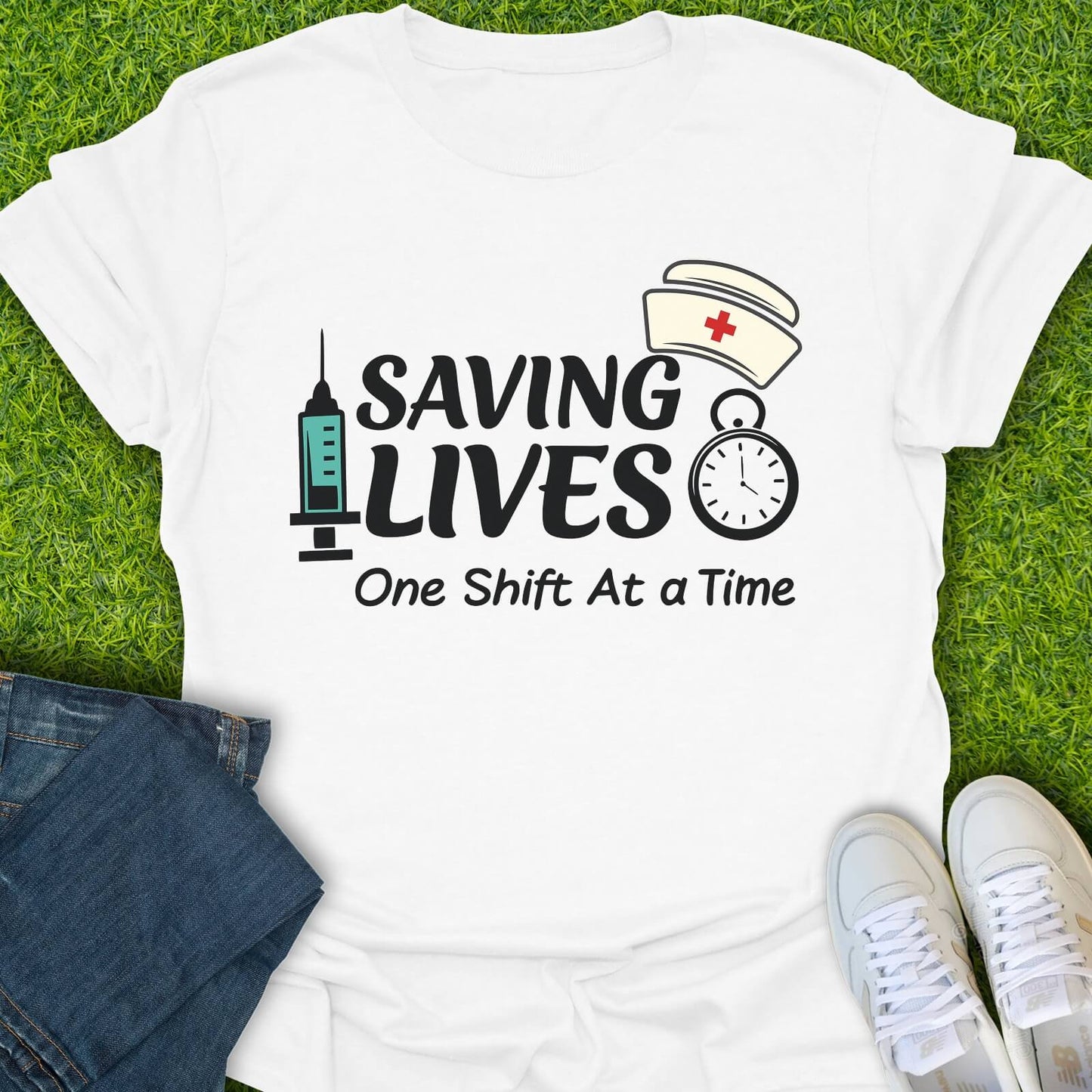 T-Shirt White / S Saving Lives One Shift At A Time Tee