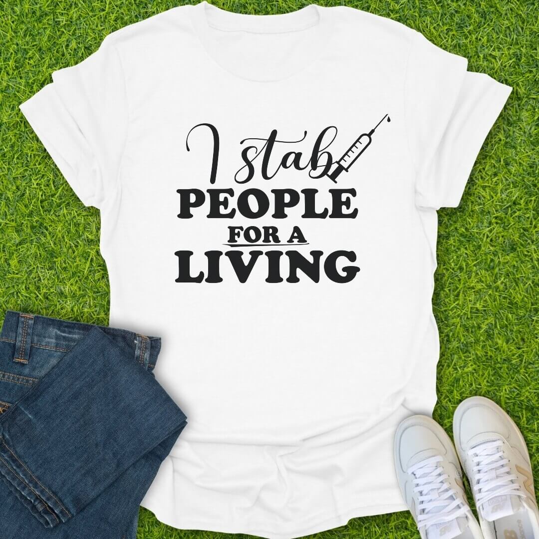 T-Shirt White / S Stab People For A Living Tee