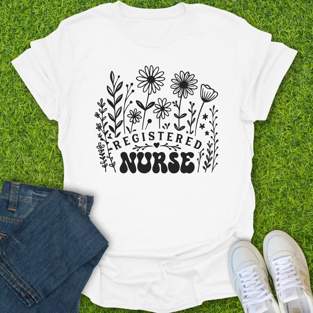 T-Shirt White / S Wildflower In Scrubs Tee
